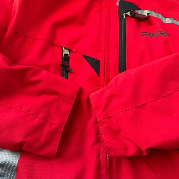 Spyder Boys Sz 18 Ski Snowboard Jacket Red Detachable Hood Waterproof Insulated - Picture 10 of 12
